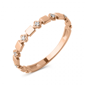 Damenring aus Russischem Rotgold 585 mit Zirkonia