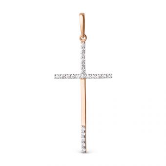 Elegant cross pendant, russian 585 red gold, with zirconia, height approx. 45 mm