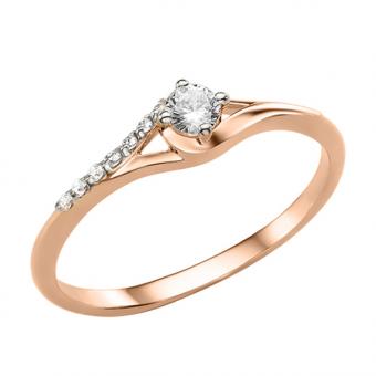 Damenring aus Russischem Rotgold 585 mit Zirkonia