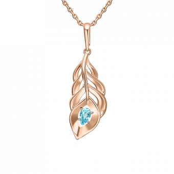 Beautiful pendant, russian red gold 585, with topaz, width approx. 10 mm, height approx. 32 mm