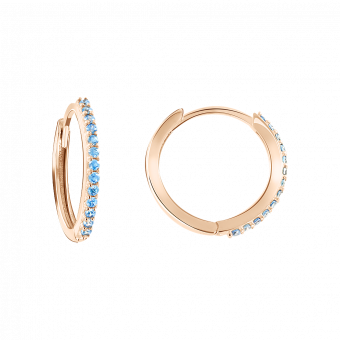 erlesene Ohrringe - Creolen, Russisches Rotgold 585, mit Zirkonia, Durchmesser ca. 15 mm