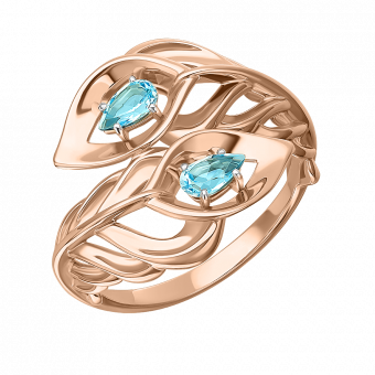 Damenring, Russisches Rotgold 585, mit Topas, Breite ca. 18 mm