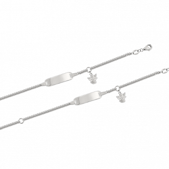 Children’s bracelet with charm "Angel", sterling silver 925, width approx. 2–5 mm, length approx. 12–14 cm