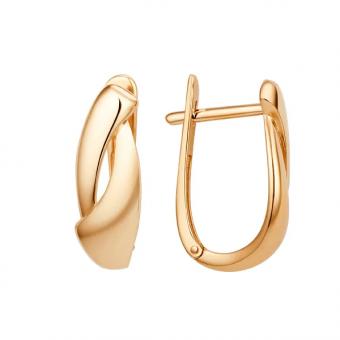 Earrings, russian red gold 585, width approx. 7 mm, height approx. 20 mm