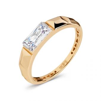 Women's ring, russian red gold 585, with zirconia, size of the central stone approx. 8x4 mm