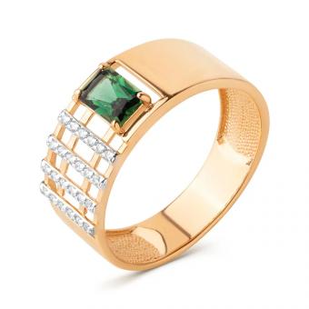 Damenring, Rotgold 585, mit Sitall und Zirkonia, Breite ca. 8 mm
