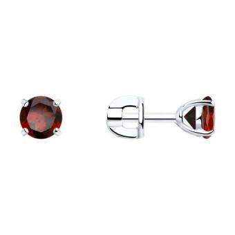 Ohrstecker, Silber 925, mit Granat - Durchmesser ca. 5 mm