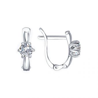 Красивые серьги из серебра 925 пробы, с фианитом Swarovski, высота ≈ 14 мм