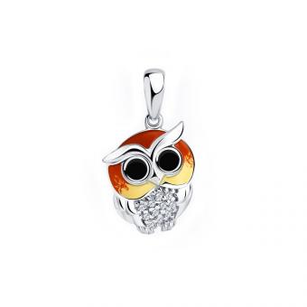 925 sterling silver pendant with cubic zirconia and enamel, height approx. 21 mm