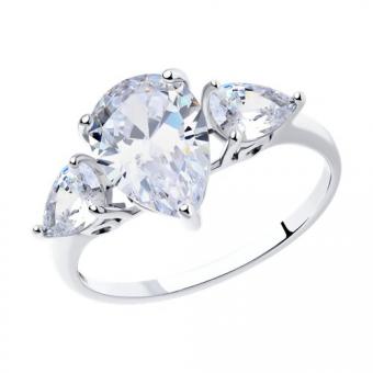 Damenring aus Silber 925 mit Zirkonia, Größe des zentralen Steins ca. 7x10 mm