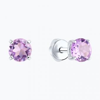 Ohrstecker, Silber 925, mit Amethysten - Durchmesser ca. 5 mm