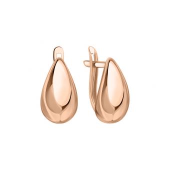 Earrings, russian red gold 585, height approx. 16 mm