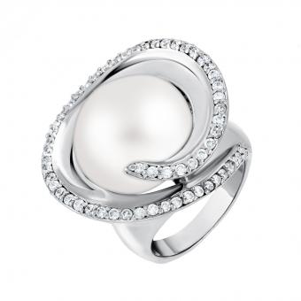 atemberaubender Damenring, Silber 925, Zirkonia, Perle