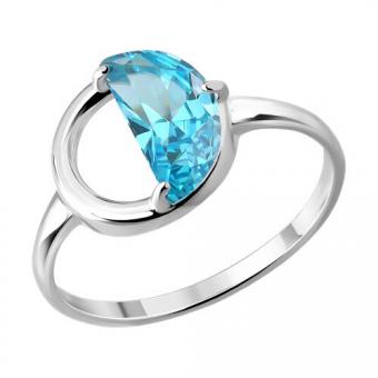 Eleganter Damenring aus Silber 925 mit blauem Zirkonia, ca. 10 mm