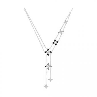 Колье из серебра 925 пробы с фианитами и эмалью, длина ≈ 40-45 см 