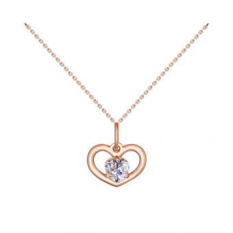 Sokolov heart pendant in 925 silver with zirconia + gold plated silver chain