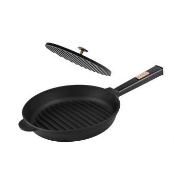 Набор BriZoll: сковорода-гриль и пресс-крышка из высококачественного чугуна