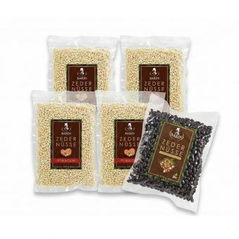 BARIN Set: Zedernüsse Premium 4x 500 g + 1x Zedernüsse „Edelbitter“ 500g GRATIS
