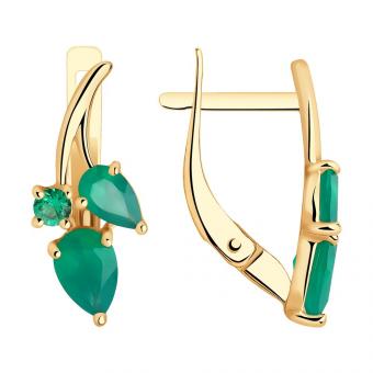 Sokolov Серьги из золота 585 пробы с агатами и фианитами