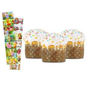 Oster-Set: 3x Ostergebäck Kulitsch, 350g + zwei Thermofolien-Sets für Ostereier