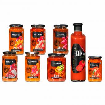 Консервация по-кавказски - овощное ассорти и рагу в наборе из 8 штук