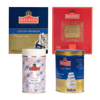 Riston Tea Enjoyment Premium Set: Ceylon, English Breakfast, Earl Grey &amp; Milk Oolong