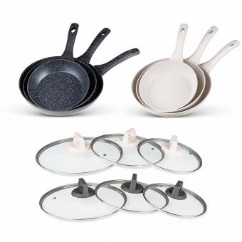 Kaufbei Pfannen-Set mit Glasdeckeln – 3-teilig (20, 24, 28 cm)
