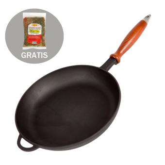 SET: Syton Gusseisen Bratpfanne mit Holzgriff (Ø 28 cm) + Gewürzmischung 100 g