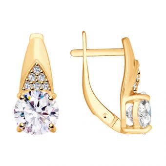 Sokolov Серьги из позолоченного серебра 925 пробы с фианитами