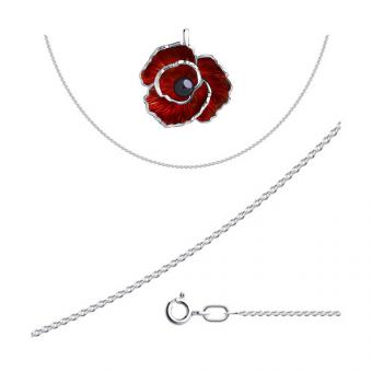 Sokolov Комплект Цепочка + Кулон с черным жемчугом и эмалью - Серебро 925 пробы