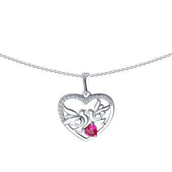 Sokolov Set aus 925 Silber: Herz-Anhänger mit Tauben und Ankerkette