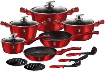 B-Ware Berlinger Haus Kochgeschirr, 15-teiliges Induktion Set in burgunderrot