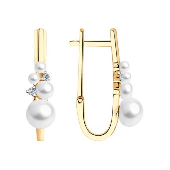 Ohrringe aus Rotgold 585 mit Zirkonia und Perle | Kaufbei Schmuck