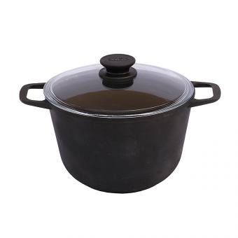 Кастрюля чугунная на 3 литра Ø 20 см, со стеклянной крышкой