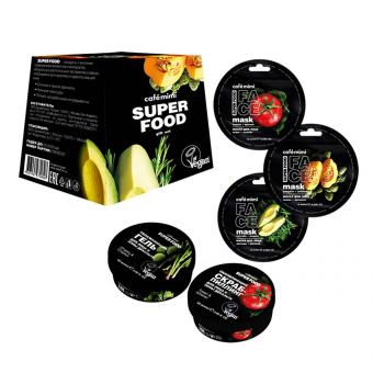 Подарочный набор Super FOOD "Cafe Mimi"  Маски для лица, Скраб-пиллинг, Гель, 3 x 10 мл,  50 + 50 мл