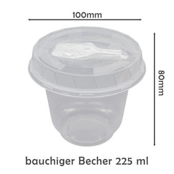 Disposable deli cup set cups with lid Ø95mm and spoon, 225ml, 50pcs.