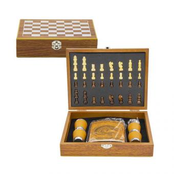 Flachmann-Set "Bester Angler" aus Edelstahl, 240 ml, inkl. Schachspiel