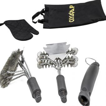 ​Grill-Reinigungsset im Beutel mit Bürsten, Schaber und Grillhandschuh