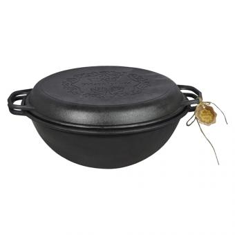 Uzbek cast iron WOK kettle, with pan lid, 15 L