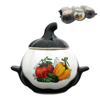 Горшочек для запекания "Тыква" с ручками, 0,75 л, с овощным декором (набор из 6 горшочков)