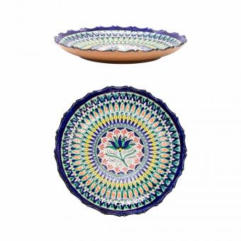 Lagan Mechrob aus Keramik, mit Wellenrand, Handarbeit, Ø 32 cm