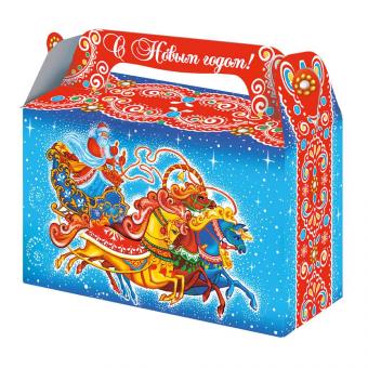 Faltbare Karton-Geschenkbox Pferdetroika für 500 g Süßwaren