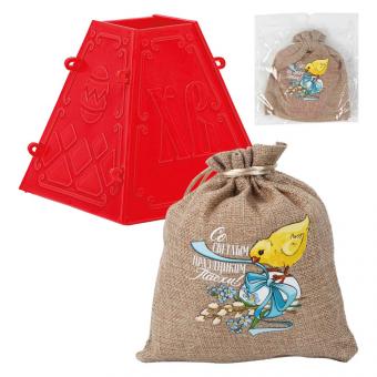 Plastic Pasotschniza mold "Happy Easter", with textile gift bag (up to 450g)