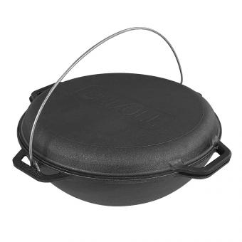 BriZoll Wok aus Gusseisen mit Grillpfannendeckel