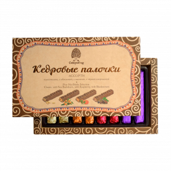 Кедровые палочки ассорти - классические, малина, облепиха, чёрная смородина