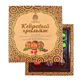Кедровый грильяж ассорти- яблоко, сосновая шишка, черёмуха, 120 г