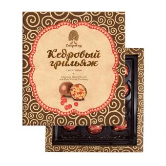 Сибирский кедр Грильяж из кедрового ореха с клюквой, 120г