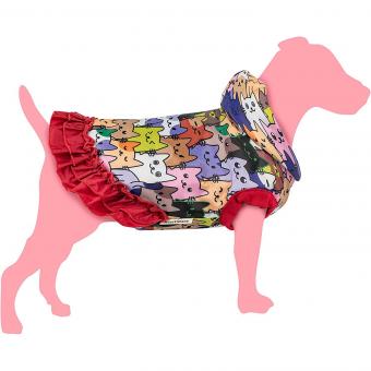 Дождевик с капюшоном и милой юбочкой для собак, с ярким принтом
