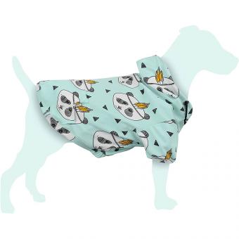 Hundemantel mit Kapuze in Minzfarbe, mit Panda-Motiv