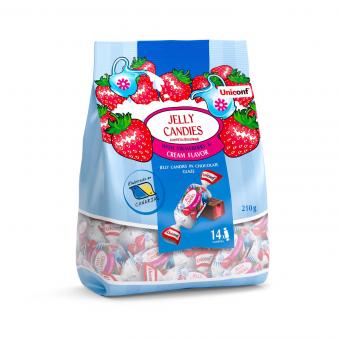 Конфеты желейные со вкусом клубники со сливками в шоколадной глазури, 210 г